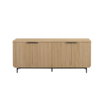 Load image into Gallery viewer, Walker Edison Modern Reema Scandinavian Fluted 4-Door Kitchen Storage Sideboard Buffet Cabinet Console, 69 Inch, Coastal Oak
