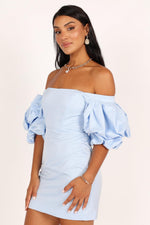 Load image into Gallery viewer, Fern Puff Sleeve Mini Dress - ICY Blue M
