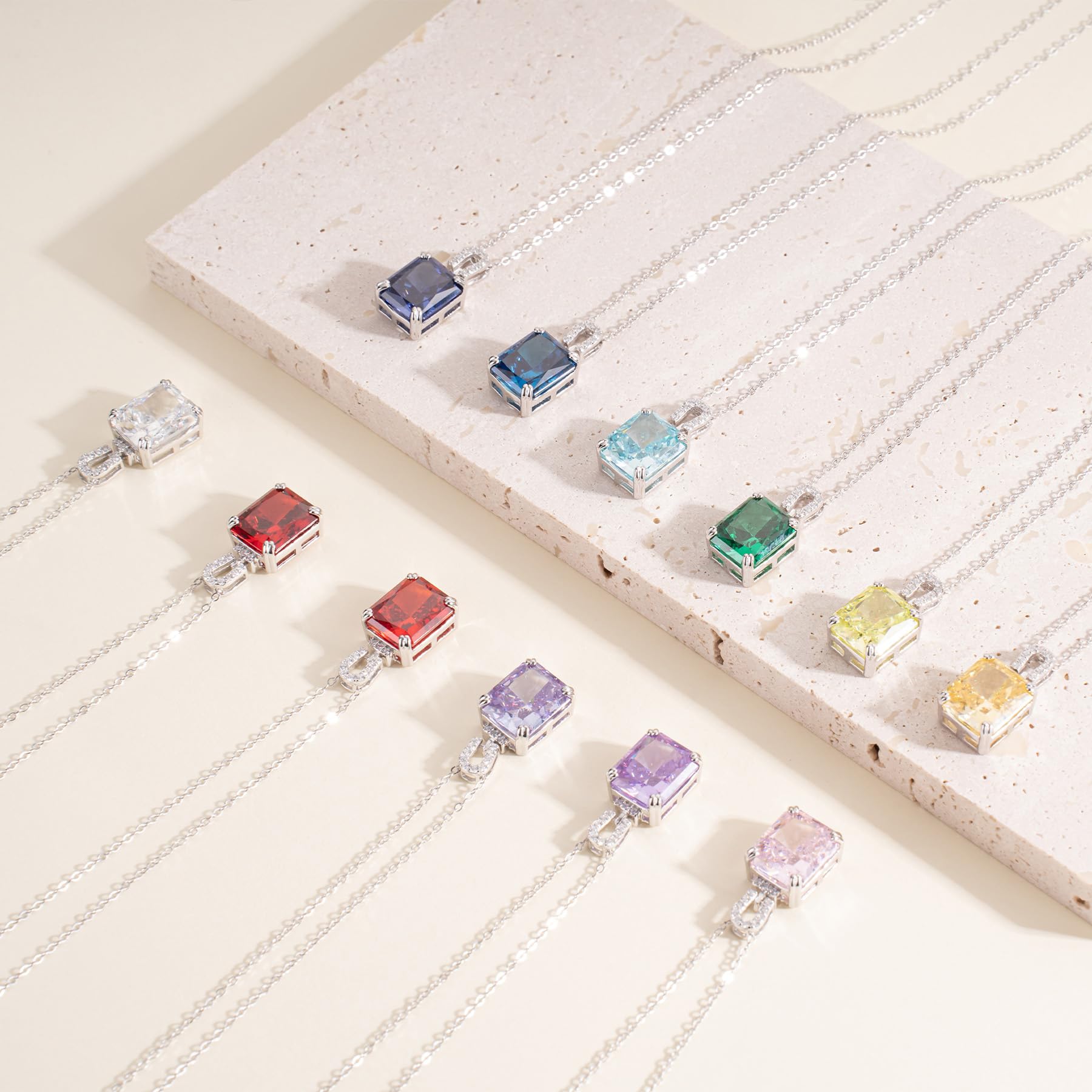 PurpleMoon Silver Necklace for Women, 18k White Gold Plated April Birthstone Diamond Crystal Pendant, Elegant Jewelry Gift for Birthday, Valentine’s Day, Christmas