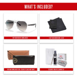 Load image into Gallery viewer, Ray-Ban RB4376 647711 57MM Transparent/Plastic Lens Grey Gradient Aviator Sunglasses for Men for Women +Bundle with Accessory Eyewear Kit
