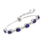Load image into Gallery viewer, Ross-Simons 6.75 ct. t.w. Sapphire Bolo Bracelet With Diamonds in Sterling Silver
