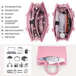 Load image into Gallery viewer, RAINSMORE Laptop Bag for Women 15.6 Inch PU Tote Bag Business Office Work Bag Waterproof Briefcase Computer Tote Lightweight Handbag Shoulder, Pink
