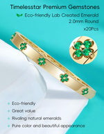 Load image into Gallery viewer, TIMELESSTAR Emerald Gold Bangle Bracelets for Women Gifts Four Leaf Clover Bracelet Moissanite Diamond Tennis 925 Sterling Silver 18k Plated Cute Friendship Dainty Womens Bangles Stack Non Tarnish
