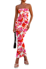 Load image into Gallery viewer, PRETTYGARDEN Women&#39;s 2025 Summer Floral Bodycon Maxi Dresses Ribbed Strapless Tube Casual Boho Party Long Dress (Floral White Pink,Medium)
