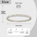 Load image into Gallery viewer, Flashing God W48'' Modern Crystal Chandelier for Living Room Ring Chandelier LED Ceiling Lights Fixture with Remote Crystal Hanging Pendant Lighting for Dining Room Hallway Foyer
