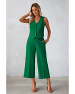 Load image into Gallery viewer, Luvamia Two-Piece Summer Set for Women - Green Medium Fits Size 8 / Size 10 - Perfect for Office, Brunch or Casual Wear
