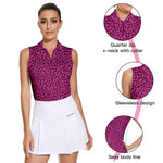 Load image into Gallery viewer, Womens Purple Leopard Sleeveless Golf Shirts Polo Shirts Golf Tank Tops, Medium
