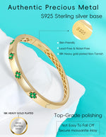 Load image into Gallery viewer, TIMELESSTAR Emerald Gold Bangle Bracelets for Women Gifts Four Leaf Clover Bracelet Moissanite Diamond Tennis 925 Sterling Silver 18k Plated Cute Friendship Dainty Womens Bangles Stack Non Tarnish

