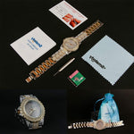 Load image into Gallery viewer, Smalody Round Luxury Women Watch Crystal Rhinestone Diamond Watches Stainless Steel Wristwatch Iced Out Watch with Japan Quartz Movement for Women | Simulated Lab Diamonds (Mix Gold)
