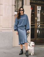 Load image into Gallery viewer, Zeagoo Womens Midi Skirt Satin High Waist Skirt Elegant Silk Skirts Clear Blue
