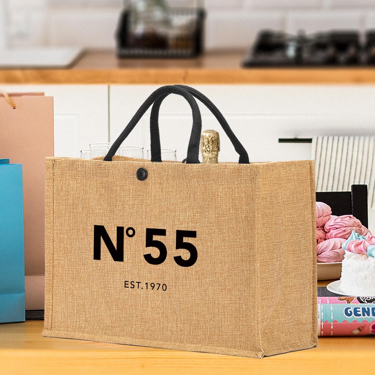 55th Birthday Gifts for Women - Beach Bag Canvas ToteBag665 Grocery Bags