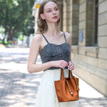 Load image into Gallery viewer, Designer Leather Bucket Bags for Women: Trendy Genuine Leather Tote Purses - Best Luxury Satchel Ladies Top-Handle Handbags for Traver &amp; Work(Brown)
