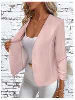 Load image into Gallery viewer, SweatyRocks Women&#39;s Polka Dots Lightweight 3/4 Sleeve Jackets Open Front Long Sleeve Elegant Jacket Outwear Pink X-Large
