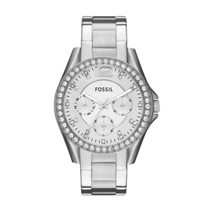 Fossil Women's Riley Quartz Stainless Steel Multifunction Watch, Color: Silver Glitz (Model: ES3202)