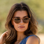 Load image into Gallery viewer, WearMe Pro Polarized Classic Round Retro Women&#39;s Sunglasses (Light Crystal Brown/Brown Lens)
