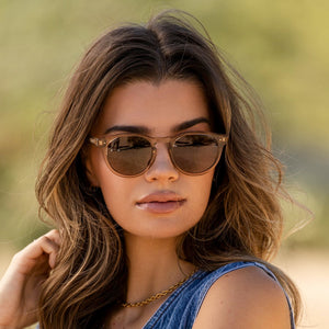 WearMe Pro Polarized Classic Round Retro Women's Sunglasses (Light Crystal Brown/Brown Lens)