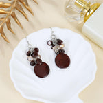 Load image into Gallery viewer, Jules D.Colorful Dangle Earrings Natural Shell Cluster Beads Drop Earrings for Women Dangling (Brown)
