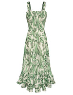 Load image into Gallery viewer, GRACE KARIN Women's 2026 Summer Floral Boho Dress Square Neck Strapped Swing A Line Sundress Beach Long Maxi Outfits Green Leaf M
