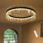 Load image into Gallery viewer, HAIXIANG Glam LED Chandelier 39.3 Inch Crystal Ring Chandeliers with Remote Dimmable LED Light Indoor Hanging Lights Luxury Ceiling Pendant Lighting Fixtures Living Dining Bedroom Gold Light
