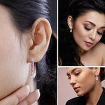 Load image into Gallery viewer, Pink Earrings for Women - Shiny Sparkle Hoop Jewelry for Her - Crystal Anniversary Wedding Unique Birthday Christmas Gifts - Pink

