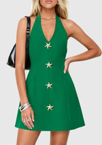 Load image into Gallery viewer, PRETTYGARDEN Summer Cocktail Dresses for Women Short 2026 Spring Halter V Neck Beach Party Backless A Line Mini Dress (Green,Small)
