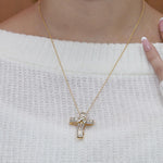 Load image into Gallery viewer, AFFY Infinity Cross Pendant Necklace, 1.00 Carat Lab Grown Diamond Religious Jewelry Gift For Women &amp; Men in 14k Yellow Gold Over Sterling Silver (1 Ctw)
