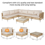 Load image into Gallery viewer, Grand patio 9-Piece Patio Furniture Set with 47" Fire Pit Table, Outdoor Conversation Set &amp; 50,000 BTU 47 Inch Rectangle Propane Fire Pit &amp; Storage Box with Water Resistant Thick Cushions, Cream

