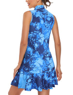 Load image into Gallery viewer, Golf Dresses,Cucuchy Workout Dress for Women Ladies Tennis Apparel Casual Polo Crew Neckline Summer Tank Dresses Cool Flattering Plrated Zip Up Clothes Tie Dye Royal Blue S
