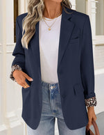 Load image into Gallery viewer, ZESICA Business Casual Blazers for Women 2025 Fall Work Office Jackets Lapel Open Front Blazer Outfits with Pockets,Navy,Small
