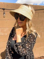 Load image into Gallery viewer, FURTALK Sun Visor Hats for Women Wide Brim Straw Visors Womens Foldable Beach Visors Summer Packable Ponytail Beach Hat Khaki
