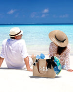 Load image into Gallery viewer, Percozzi Bride Set Including Tote Bag, Sun Hat, and Glasses for Honeymoon, Beach, Bridal Shower, and Summer Wedding Gifts
