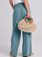 Load image into Gallery viewer, ANRABESS Women Linen Palazzo Pants Summer Boho Wide Leg High Waist Casual Lounge Pant 2025 Beach Travel Vacation Outfits Lake Large
