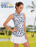 Load image into Gallery viewer, Soneven Women&#39;s Leopard Sleeveless Golf Shirts Tennis Polo Shirt Moisture Wicking Tank Tops Athletic Shirt
