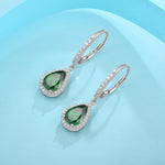 Load image into Gallery viewer, FJ Teardrop Emerald Earrings 925 Sterling Silver Dangle Drop Earrings May Birthstone Jewelry for Women

