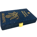 Load image into Gallery viewer, Boutique De FGG Retro Crystal Clutch Purses for Women Luxury Rhinestone Evening Bag Novelty Formal Party Clutch Handbag,Mini,Navy American Passport
