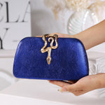 Load image into Gallery viewer, Dreubea Womens Clutch Bag with Elegant Snake Accent - Stylish &amp; Chic Evening Purse Royal Blue
