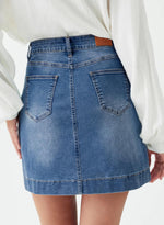 Load image into Gallery viewer, Sidefeel Women's Jean Skirt High Waisted Stretch Casual Trendy Summer Mini Denim Skirt Dress Medium Blue
