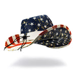 Load image into Gallery viewer, FLUFFY SENSE. American Flag Cowboy Cowgirl Hat Patriotic USA Western Hat 4th of July Party Parade Rodeo Cowgirl Outfit for Women, Blue Gold Shine
