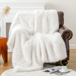 Load image into Gallery viewer, BATTILO HOME Luxury White Faux Fur Throw Blanket, Fluffy Cozy Soft Warm Fur Blanket for Couch, Sofa, Chair, Bed, Plush Fuzzy Fur Throws with Long Pile, 50&quot;x60&quot;(Ivory)
