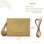 Load image into Gallery viewer, Aovtero Straw Clutch Purse Women Crossbody Bag Summer Beach Shoulder Bags Envelope Wallet Handbags (Light Brown)
