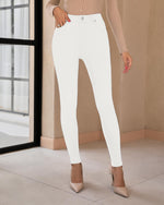 Load image into Gallery viewer, GRAPENT Business Casual Women's Clothing High Waist Tummy Control Jeggings Jeans High Waist Stretchy Pants Trendy Off White Medium Size 8 10
