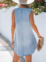 Load image into Gallery viewer, CUPSHE Women&#39;s Denim Mini Dress Jean Dresses V Neck Sleeveless Casual Summer Outfits 2025 Blue, Medium
