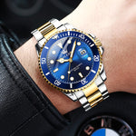 Load image into Gallery viewer, OLEVS Men Watch Gold Blue Watches for Men Waterproof Date Analog Quartz Luxury Casual Fashion Men&#39;s Wrist Watches Pro Diver Two Tone Men‘s Watch Dress Big Face Relojes para Hombres
