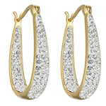 Load image into Gallery viewer, Savlano Inside Out Oval Shape Crystal Hoop Earrings For Women (Yellow Gold)

