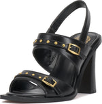 Load image into Gallery viewer, Vince Camuto Womens Ridena Studded Buckle High Heel Sandals Black 9.5 Medium
