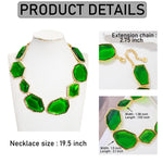 Load image into Gallery viewer, Firstmeet Vintage Resin Rhinestone Necklace Irregularly Shaped Elegant Crystal Collar for Women(XL-1240-Green)

