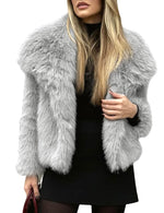 Load image into Gallery viewer, Yimoon Womens Faux Fur Coat Lapel Open Front Fluffy Shaggy Jacket Winter Warm Furry Overcoat(LightGrey-S)
