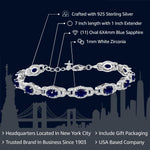 Load image into Gallery viewer, Gem Stone King 7-14 Cttw Oval Gemstone Birthstone Tennis Bracelet For Women | 925 Sterling Silver | Oval 6X4MM | 7 Inch With 1 Inch Extender | Fine Jewelry Gifts for Her Mom Women Wife
