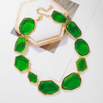 Load image into Gallery viewer, Firstmeet Vintage Resin Rhinestone Necklace Irregularly Shaped Elegant Crystal Collar for Women(XL-1240-Green)
