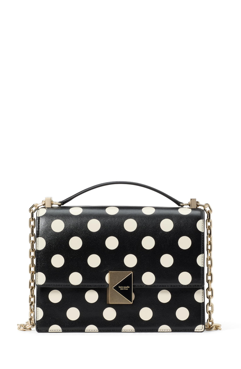 kate spade new york Deco Dot Fine Grain Leather Chain Shoulder, Black Multi